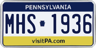 PA license plate MHS1936