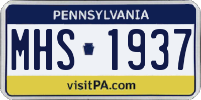 PA license plate MHS1937