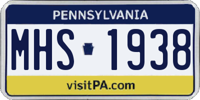 PA license plate MHS1938
