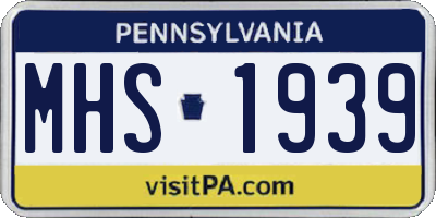 PA license plate MHS1939