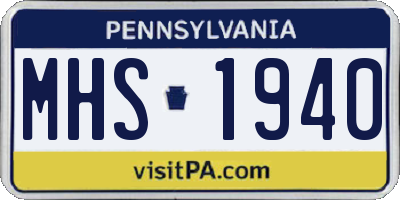 PA license plate MHS1940