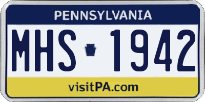 PA license plate MHS1942