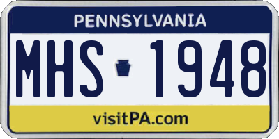 PA license plate MHS1948