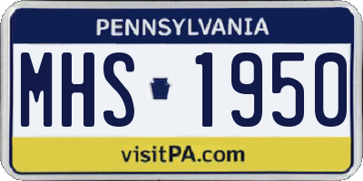 PA license plate MHS1950