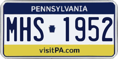 PA license plate MHS1952