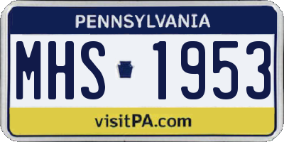 PA license plate MHS1953