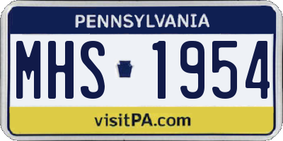 PA license plate MHS1954