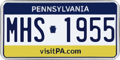 PA license plate MHS1955
