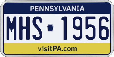 PA license plate MHS1956