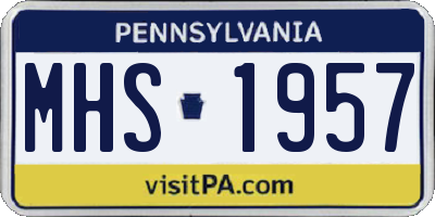 PA license plate MHS1957