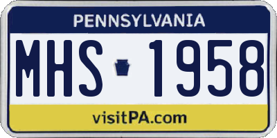 PA license plate MHS1958