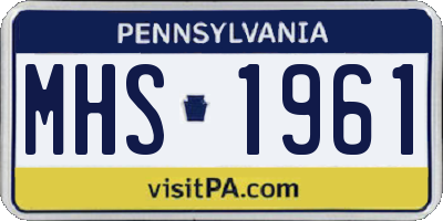 PA license plate MHS1961