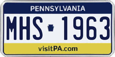 PA license plate MHS1963