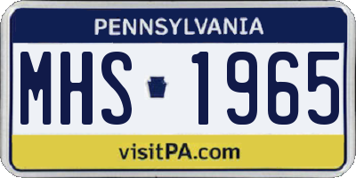 PA license plate MHS1965