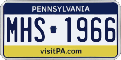PA license plate MHS1966