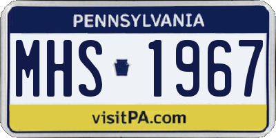 PA license plate MHS1967