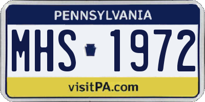 PA license plate MHS1972