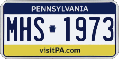 PA license plate MHS1973