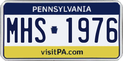 PA license plate MHS1976