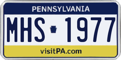 PA license plate MHS1977