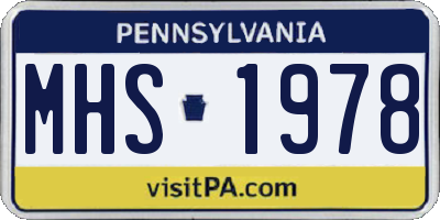 PA license plate MHS1978