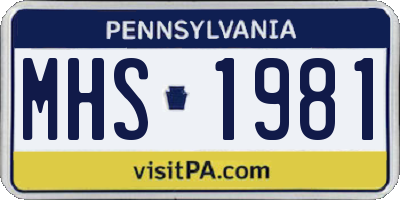 PA license plate MHS1981