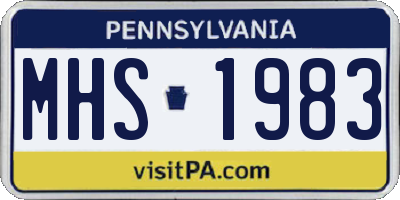 PA license plate MHS1983