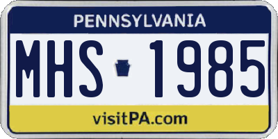 PA license plate MHS1985