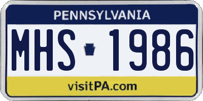 PA license plate MHS1986