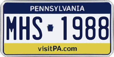 PA license plate MHS1988