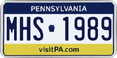 PA license plate MHS1989