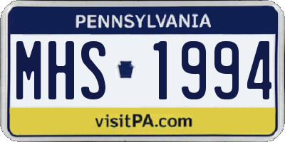 PA license plate MHS1994