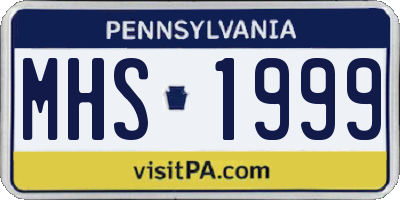 PA license plate MHS1999
