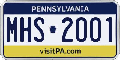PA license plate MHS2001