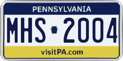 PA license plate MHS2004