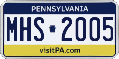 PA license plate MHS2005
