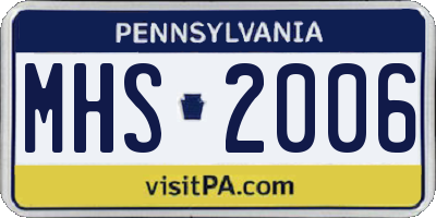 PA license plate MHS2006