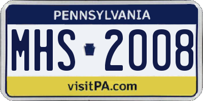 PA license plate MHS2008