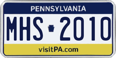 PA license plate MHS2010