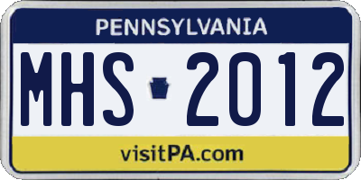 PA license plate MHS2012