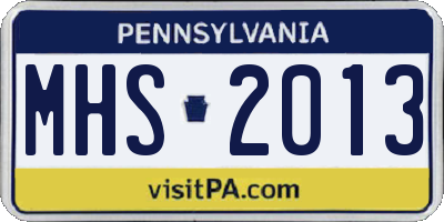 PA license plate MHS2013