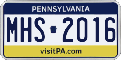 PA license plate MHS2016
