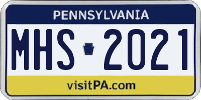 PA license plate MHS2021