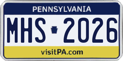 PA license plate MHS2026