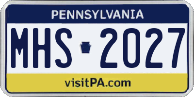 PA license plate MHS2027