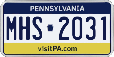 PA license plate MHS2031