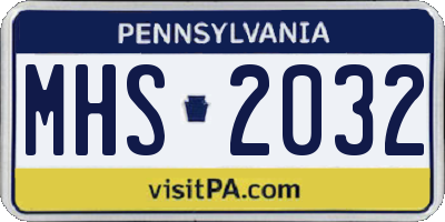 PA license plate MHS2032