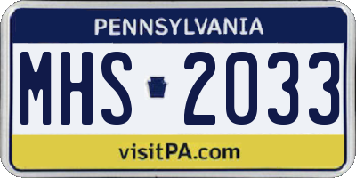 PA license plate MHS2033