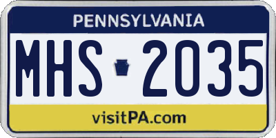 PA license plate MHS2035