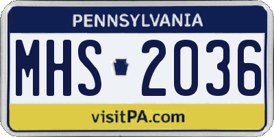 PA license plate MHS2036